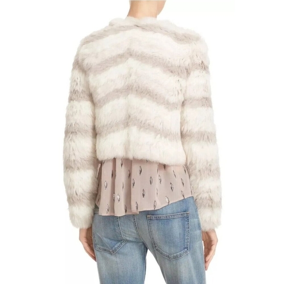 Joie Toshi Rabbit Fur Chevron Jacket Size S - Picture 5 of 12